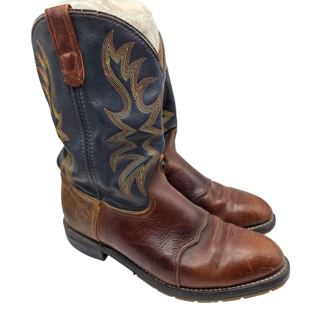 Double-H 3584 Roper Boots Mens 11 EE Brown Leather Western Slip Resistant